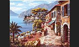 Sung Kim Canvas Paintings - Overlook Cafe II